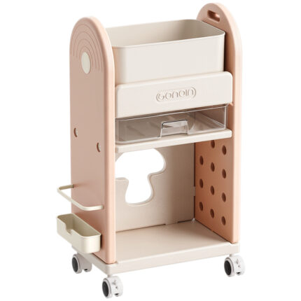Mobile Multi-Tier Children's Bookshelf and Schoolbag Storage Rack